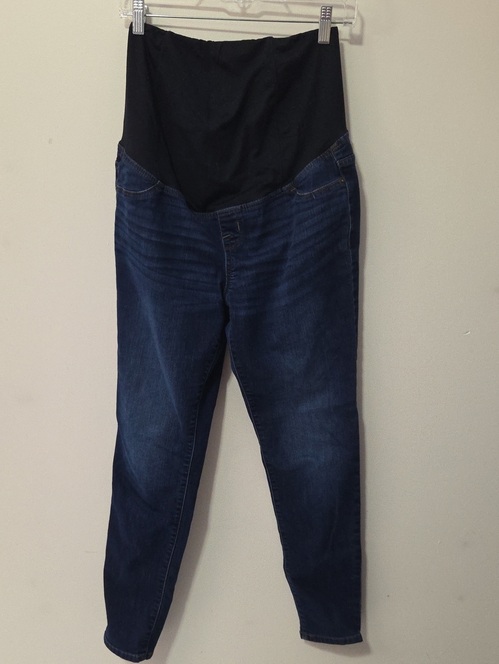 Isabel Maternity by Ingrid & Isabel Dark Blue Denim Jeggings with Black Overband